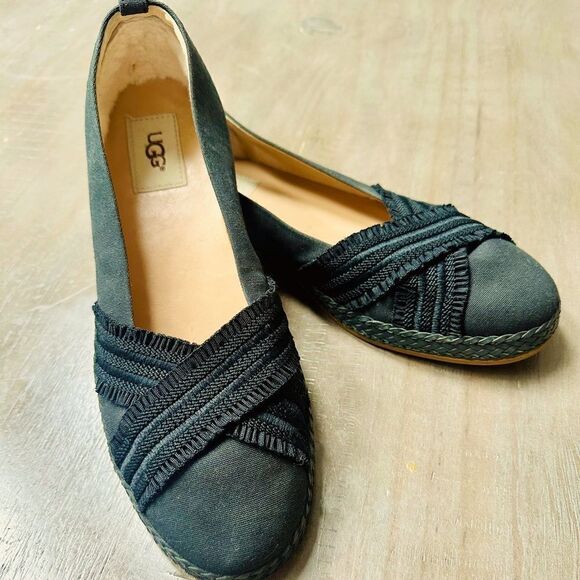 UGG black, canvas, slip on flats. - Picture 1 of 8